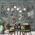 Tapestry Panel Wallpaper : Vintage Floral Panels with Moulding Mural