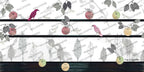 White Apple Birds Wallpaper : Sketch Leaf Shelf Mural - View 2