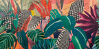 Bold Painted Tropics Wallpaper : Colourful Leaves Mural - flat design