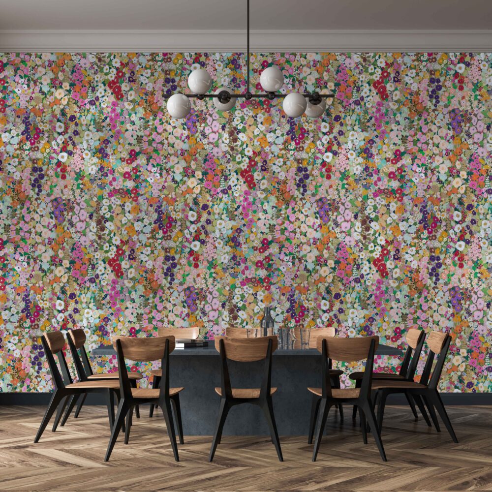 Wildflower Meadow Wallpaper : Colourful Painted Floral Pattern