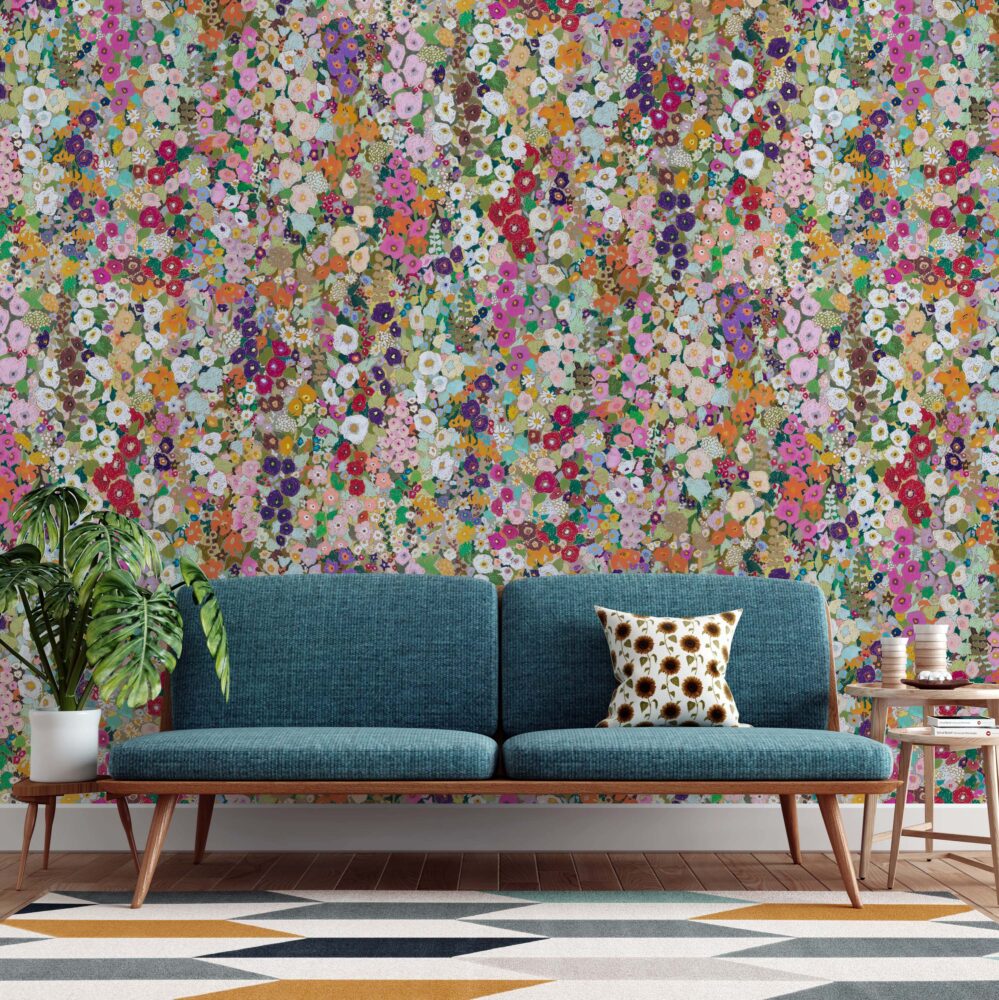 Wildflower Meadow Wallpaper : Colourful Painted Floral Pattern - View 2