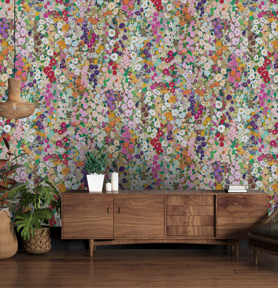 Wildflower Meadow Wallpaper : Colourful Painted Floral Pattern - View 3