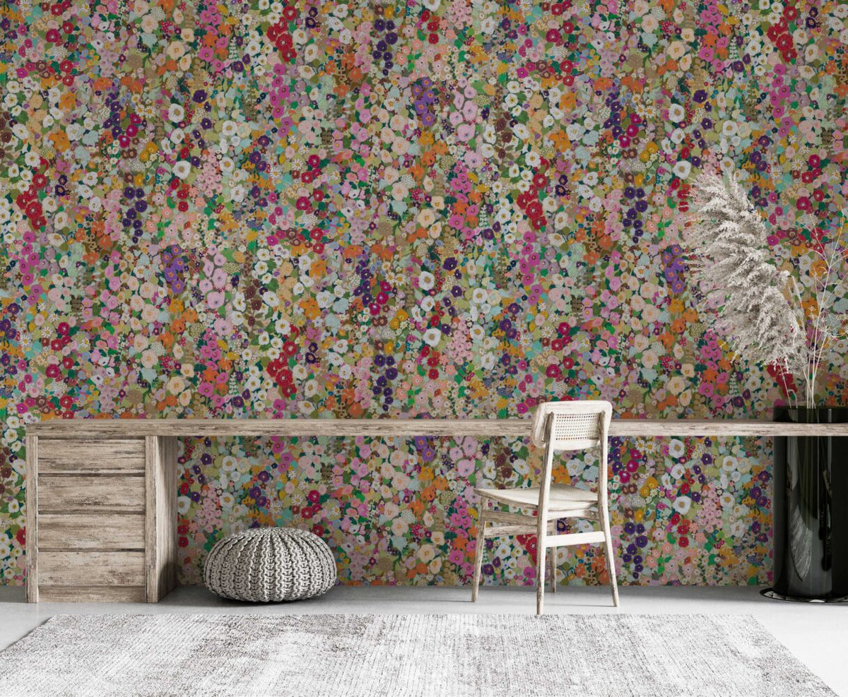 Wildflower Meadow Wallpaper : Colourful Painted Floral Pattern - View 4