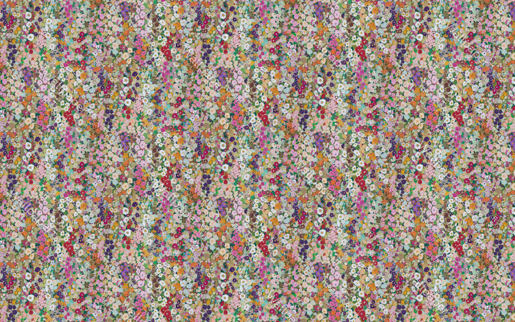 Wildflower Meadow Wallpaper : Colourful Painted Floral Pattern - flat design