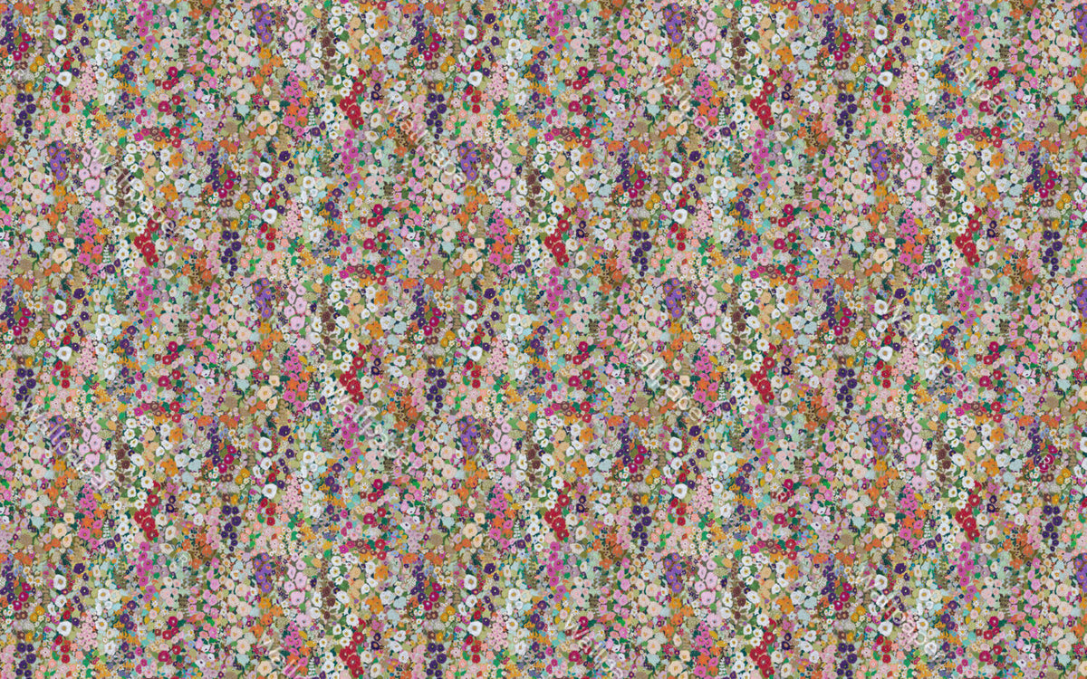 Wildflower Meadow Wallpaper : Colourful Painted Floral Pattern - flat design