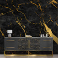 Black and Gold Marble Wallpaper : Gold Paint on Dark Concrete Mural