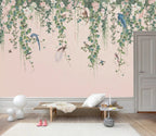 Hanging Vines Wallpaper : Pink Tropical Creatures Mural - View 4