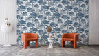 Scandinavian Blue Trees Wallpaper : Toile Forest Pattern - View 3