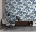 Scandinavian Blue Trees Wallpaper : Toile Forest Pattern
