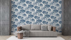 Scandinavian Blue Trees Wallpaper : Toile Forest Pattern - View 6
