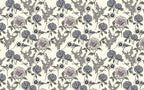 Hydrangea and Bird Wallpaper : Navy Sketch Floral Pattern Mural - flat design