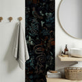 Dark Botanical Wallpaper : Nostalgic Flowers and Birds on Black Pattern Mural