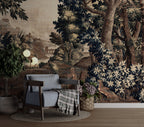 Tapestry Forest River Wallpaper : Antique Woodland Birds Mural - View 3