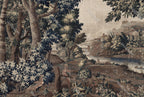 Tapestry Forest River Wallpaper : Antique Woodland Birds Mural - flat design