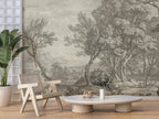 Sketch Forest Coast Wallpaper : Grey Pencil Landscape Mural - View 5