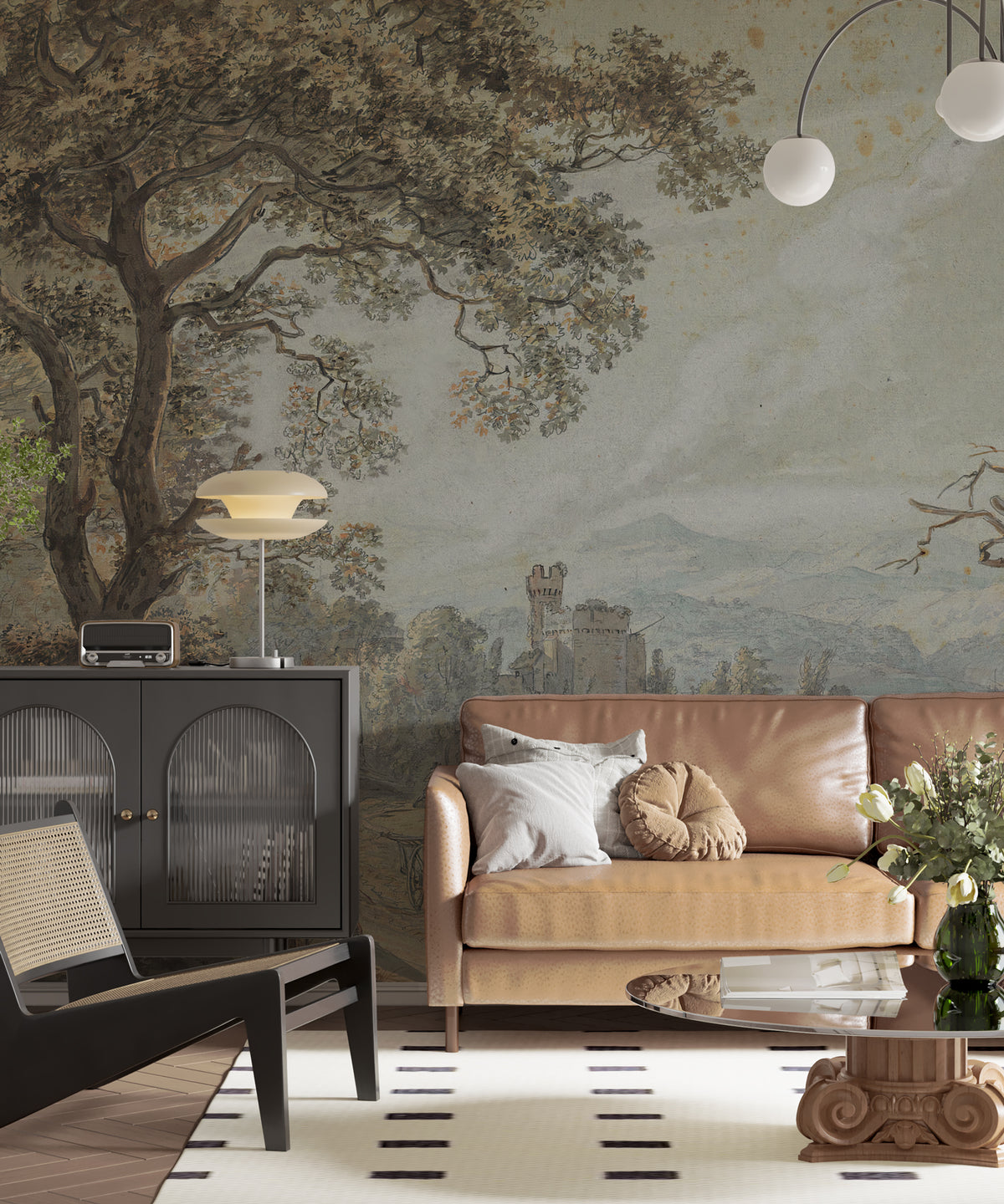 Castle Forest Path Wallpaper : Classical Landscape Painting Mural - View 4