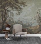 Castle Forest Path Wallpaper : Classical Landscape Painting Mural - View 3
