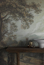 Castle Forest Path Wallpaper : Classical Landscape Painting Mural - View 2