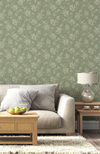 Sage Vintage Rose Wallpaper : Small Floral Pattern - View 5