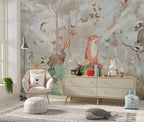 Red Fox Forest Wallpaper : Woodland Animals Kids Mural - View 3