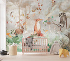 Red Fox Forest Wallpaper : Woodland Animals Kids Mural - View 5