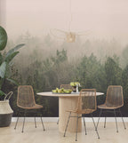 Misty Pine Forest Wallpaper : Foggy Evergreen Landscape Mural - View 5