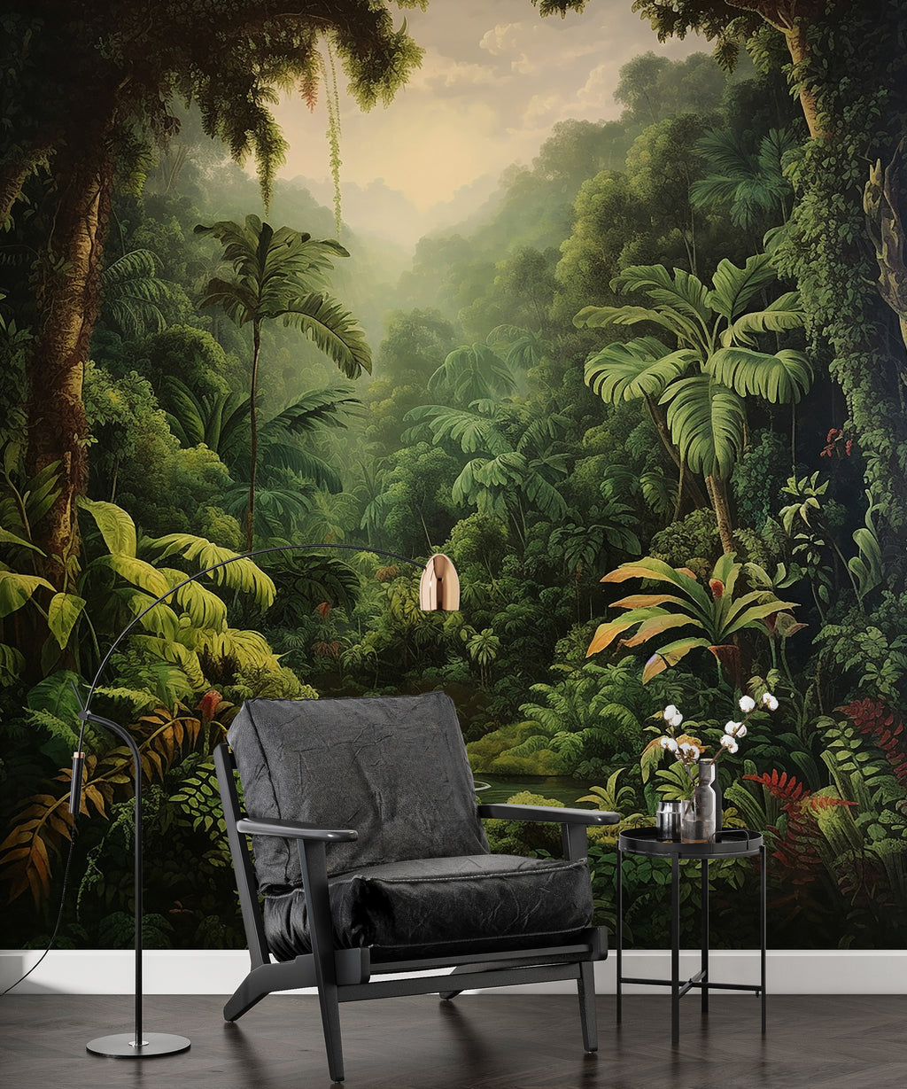 Rainforest Wallpaper : Lush Tropical Jungle Trees Mural
