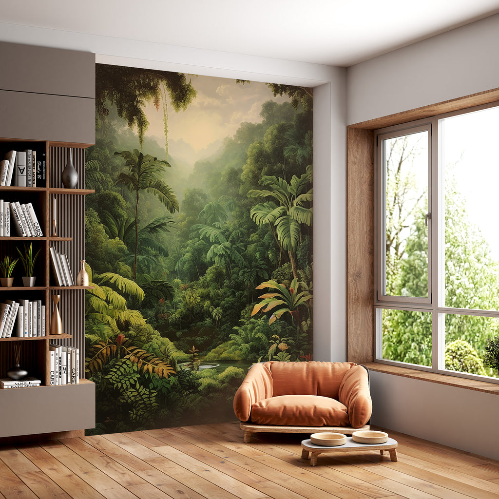 Rainforest Wallpaper : Lush Tropical Jungle Trees Mural - View 5