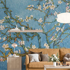 Almond Blossom Wallpaper : Blue Impressionist Branches Mural - View 5