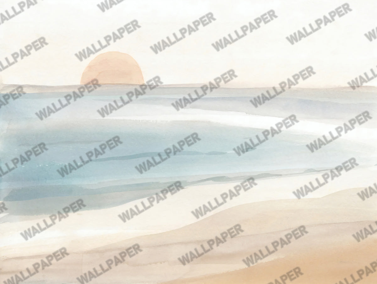 Soft Seascape Wallpaper : Pastel Ocean Horizon Mural - View 2