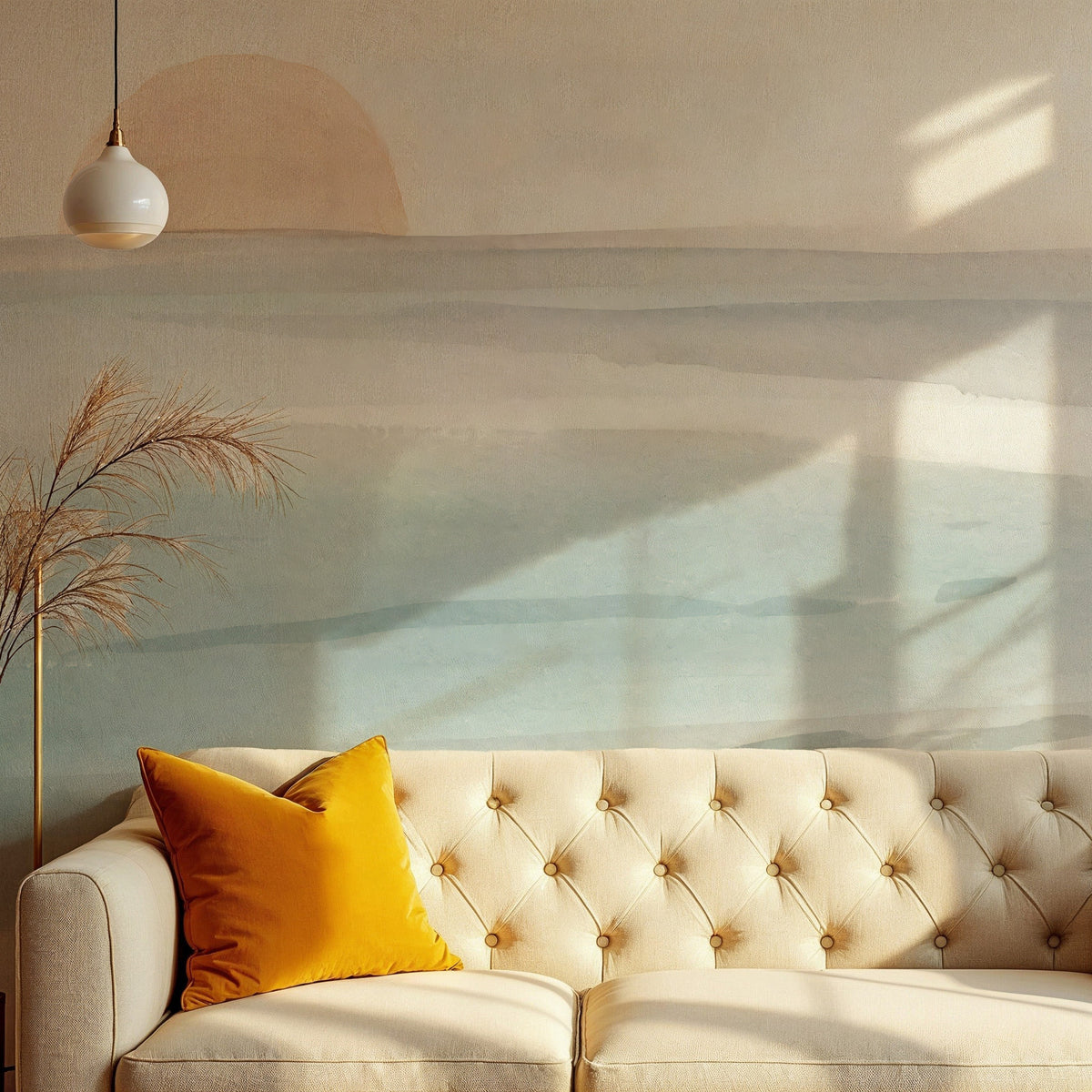 Soft Seascape Wallpaper : Pastel Ocean Horizon Mural