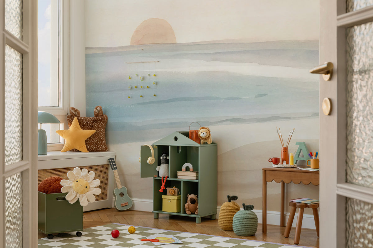 Soft Seascape Wallpaper : Pastel Ocean Horizon Mural - View 6