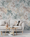 Soft Leaves Wallpaper : Pastel Botanical Foliage Mural