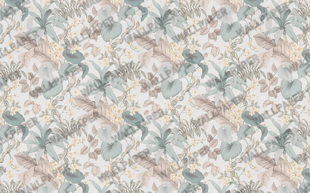 Soft Leaves Wallpaper : Pastel Botanical Foliage Mural - View 2