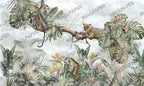 Jungle Leopards Wallpaper : Tropical Trees Wildlife Mural - View 2