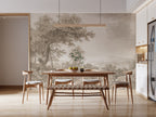 Sepia Pencil Forest Wallpaper : Classic Woodland Sketch Mural - View 4