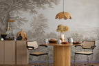 Sepia Pencil Forest Wallpaper : Classic Woodland Sketch Mural - View 6
