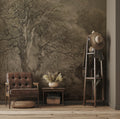 Vintage Branches Wallpaper : Sepia Countryside Forest Mural