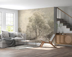 Vintage Branches Wallpaper : Sepia Countryside Forest Mural - View 4