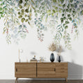 Light Green Hanging Plants Wallpaper : Watercolor Leaves Mural