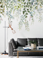 Light Green Hanging Plants Wallpaper : Watercolor Leaves Mural - View 4