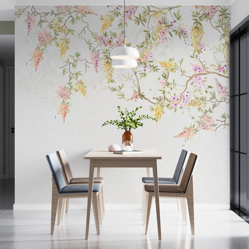 Wisteria Tree Wallpaper : Pastel Blossom Branch Mural