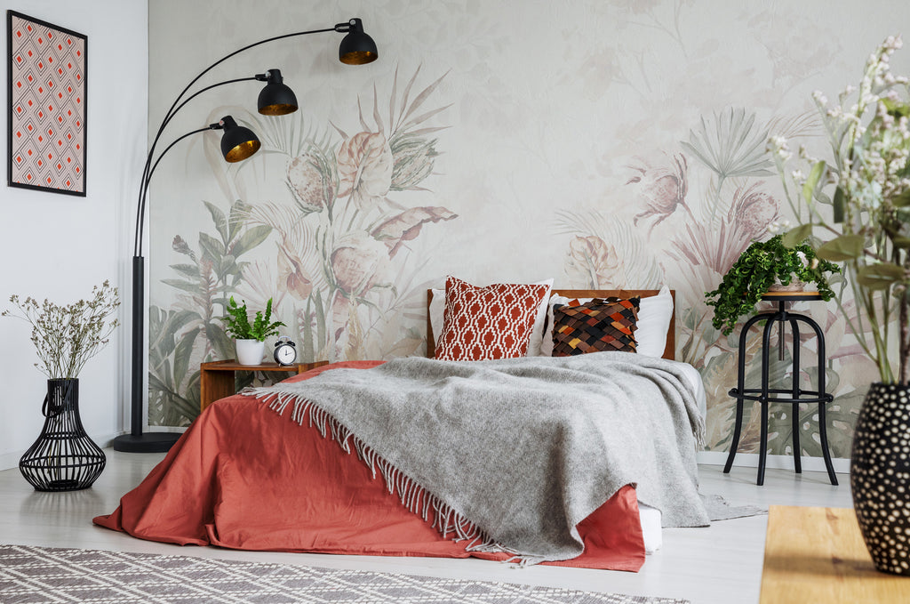 Pastel Exotic Flowers Wallpaper : Soft Tropical Botanical Mural - View 3