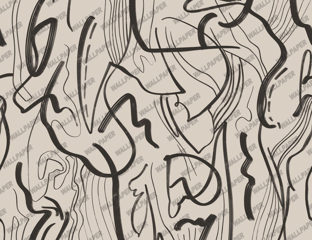 Black Abstract Lines Wallpaper : Brush Stroke Pattern - flat design