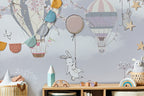 Sakura Balloon Animals Wallpaper : Kids Pastel Mountain Mural - View 5