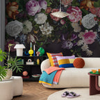 Purple Roses Wallpaper : Dark Floral Mural - View 3