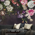 Purple Roses Wallpaper : Dark Floral Mural - View 4