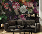 Purple Roses Wallpaper : Dark Floral Mural - View 5