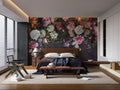 Purple Roses Wallpaper : Dark Floral Mural