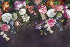 Purple Roses Wallpaper : Dark Floral Mural - View 2